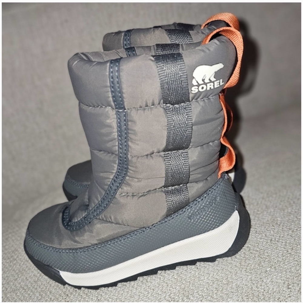 Sorel Kids' Charcoal and Tangerine Snow Boots